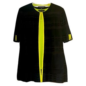 2 piece Ming Wang Black Lime Green Cardigan & tank Top Sz Medium